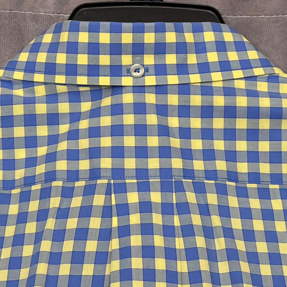 Donald Ross Button Down Men XXL Blue Yellow Gingham Check Long Sleeve Excellent - Picture 8 of 13